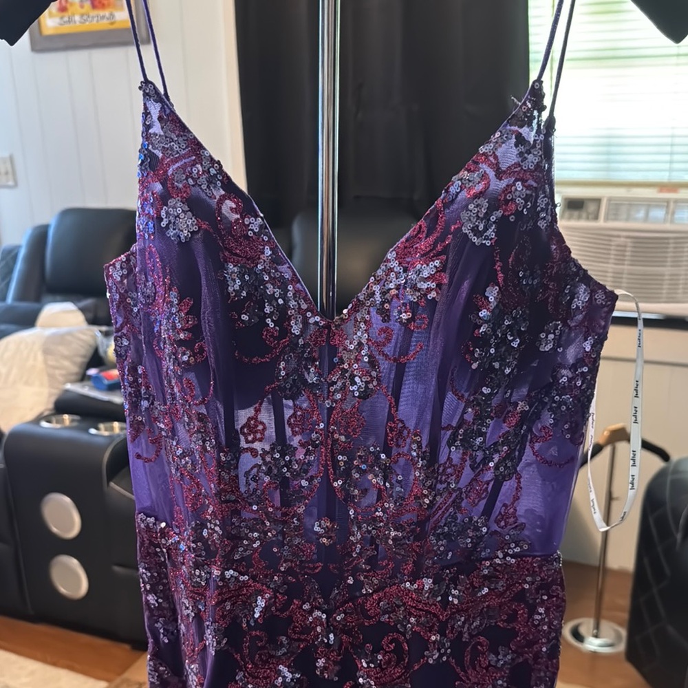 Elegant Purple and Red Mini Dress